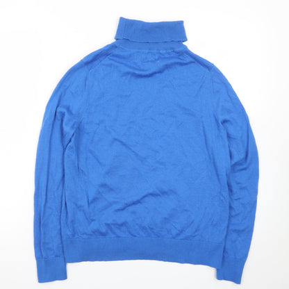 Marks and Spencer Women Blue Roll Neck Merino Wool Jumper Size 14