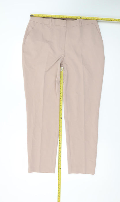 Dorothy Perkins Women Beige Slim Tapered Work Trousers Size 12