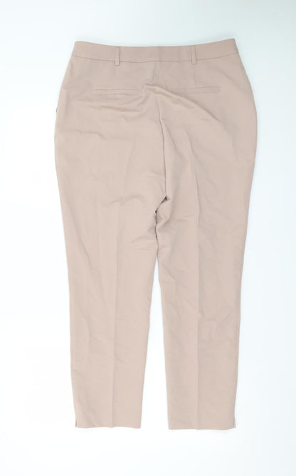 Dorothy Perkins Women Beige Slim Tapered Work Trousers Size 12