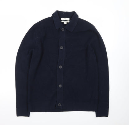 Marks and Spencer Women’s Navy Cotton Blend Collared Cardigan M