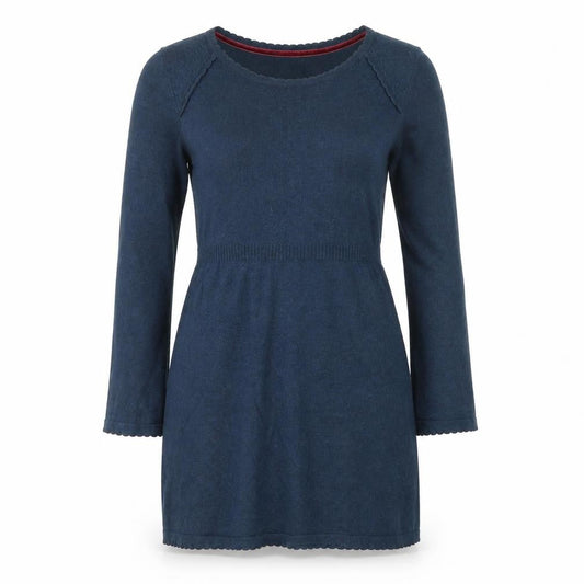 Front view of Mantaray Women's Blue, size 10, Cotton Jumper Dress Long Sleeve