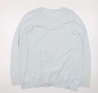 Maine New England Women's Blue Beaded Crew Neck Jumper Size 20
