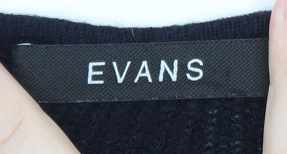 Evans Women's Black Size 22/24 Zip Accent Knit Pullover Jumper