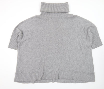 Jaeger Women’s Grey Roll Neck Short Sleeve Knit Jumper XL