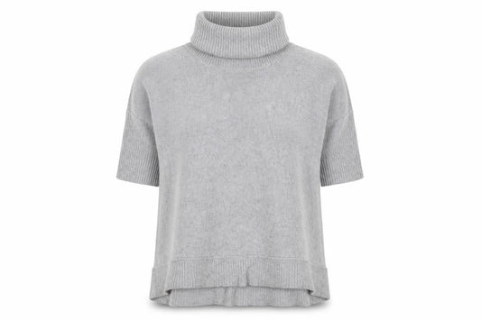 Front view of Jaeger Women’s Grey Roll Neck Short Sleeve Knit Jumper XL