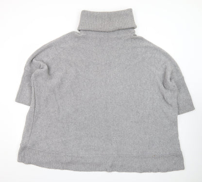 Jaeger Women’s Grey Roll Neck Short Sleeve Knit Jumper XL