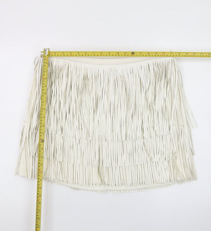 Marks and Spencer Womens Ivory Faux Leather Fringe Mini Skirt Size 16