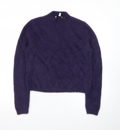 & Other Stories Women Purple Mock Neck Mohair Wool Blend Jumper Size 12