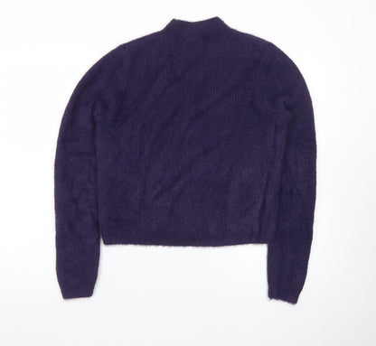 & Other Stories Women Purple Mock Neck Mohair Wool Blend Jumper Size 12