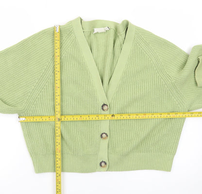 Monki Women's Green Chunky Knit V-Neck Cardigan Size M