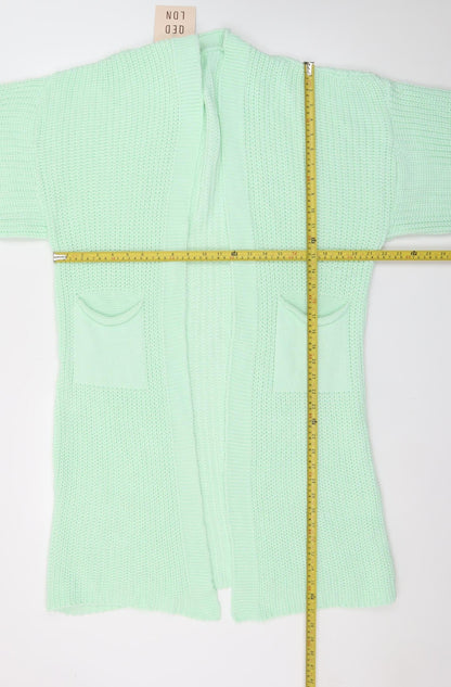 QED London Women’s Green Chunky Knit Long Cardigan Size 6