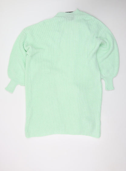QED London Women’s Green Chunky Knit Long Cardigan Size 6
