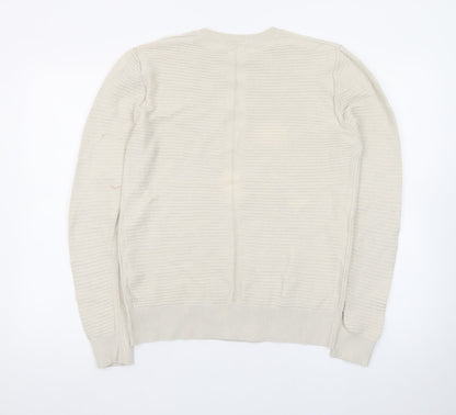 Reiss Men's Beige Cotton Crew Neck Pullover Jumper M