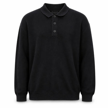 COS Men’s Black Collared Henley Cotton Jumper Size L