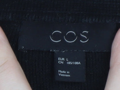 COS Men’s Black Collared Henley Cotton Jumper Size L