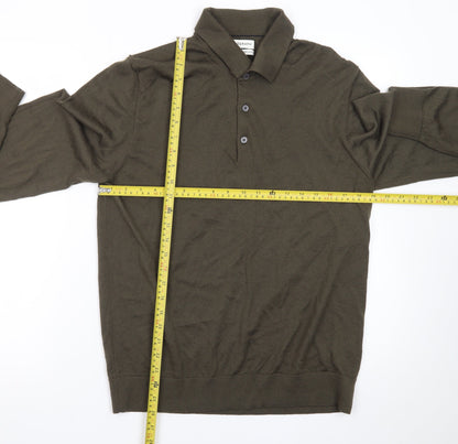 Marks and Spencer Men’s Green Merino Wool Henley Jumper L