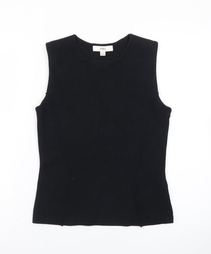 Marks and Spencer Women's Black Sleeveless Slim Fit Cotton Tank Top S