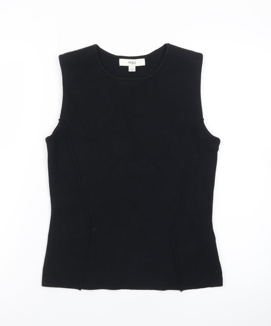 Marks and Spencer Women's Black Sleeveless Slim Fit Cotton Tank Top S