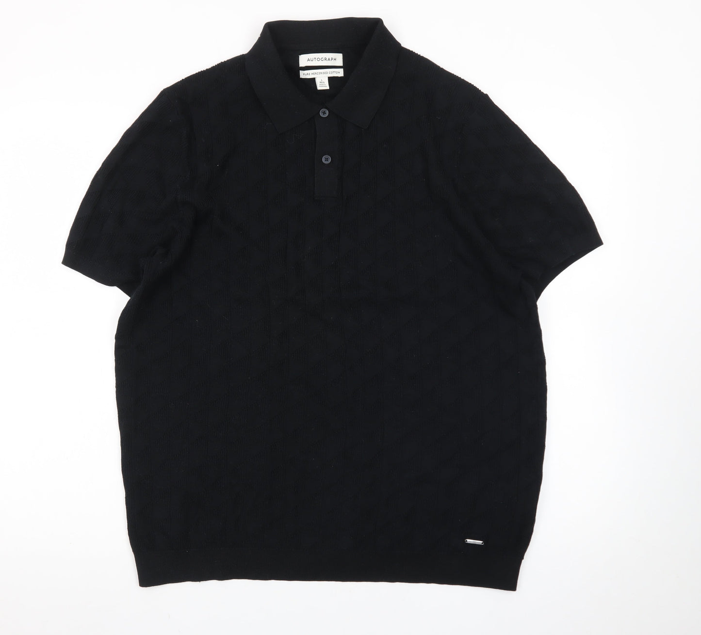 Marks and Spencer Autograph Men's Black Cotton Polo Shirt L Regular