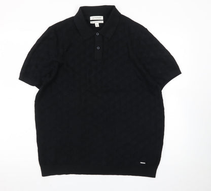 Marks and Spencer Autograph Men's Black Cotton Polo Shirt L Regular