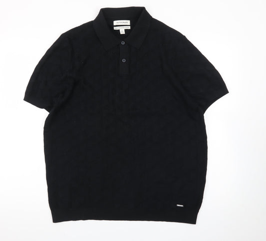 Marks and Spencer Autograph Men's Black Cotton Polo Shirt L Regular