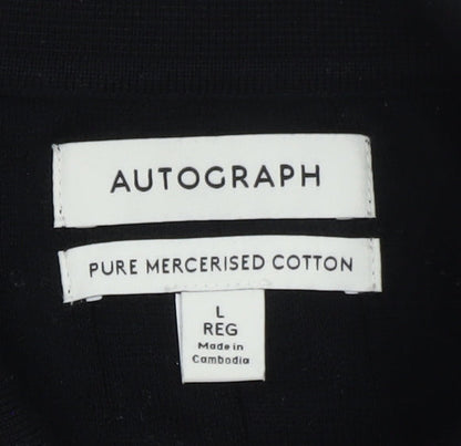 Marks and Spencer Autograph Men's Black Cotton Polo Shirt L Regular