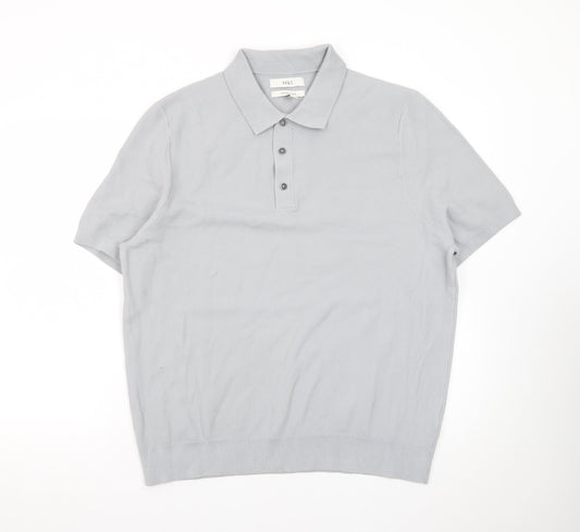 Marks and Spencer Men's Grey Cotton Polo Shirt XL Short Sleeve