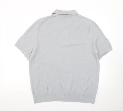 Marks and Spencer Men's Grey Cotton Polo Shirt XL Short Sleeve