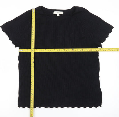 Marks and Spencer Women's Black Short Sleeve Ribbed T-Shirt Size L