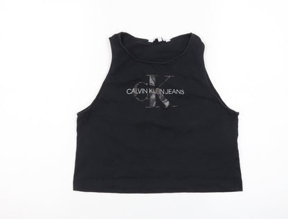 Calvin Klein Jeans Women’s Black Cropped Tank Top S Cotton Stretch