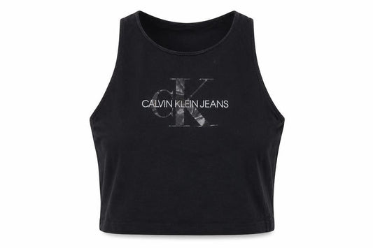 Calvin Klein Jeans Women’s Black Cropped Tank Top S Cotton Stretch