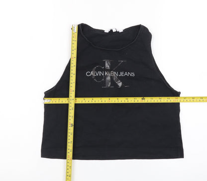 Calvin Klein Jeans Women’s Black Cropped Tank Top S Cotton Stretch
