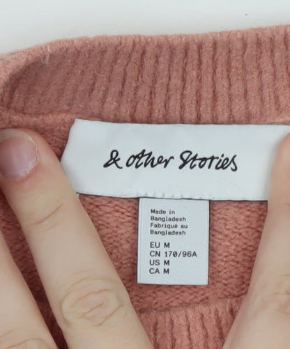 & Other Stories Women Pink Cashmere Crew Neck Jumper Size 12