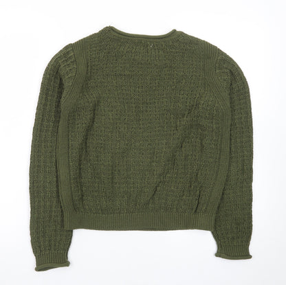 Marks and Spencer Men's Green Cable Knit Cotton Jumper Size S