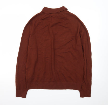 Marks and Spencer Men's Brown Collared Cotton Jumper M