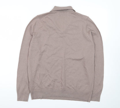 Marks and Spencer Men’s Beige Wool Collared Pullover Jumper L