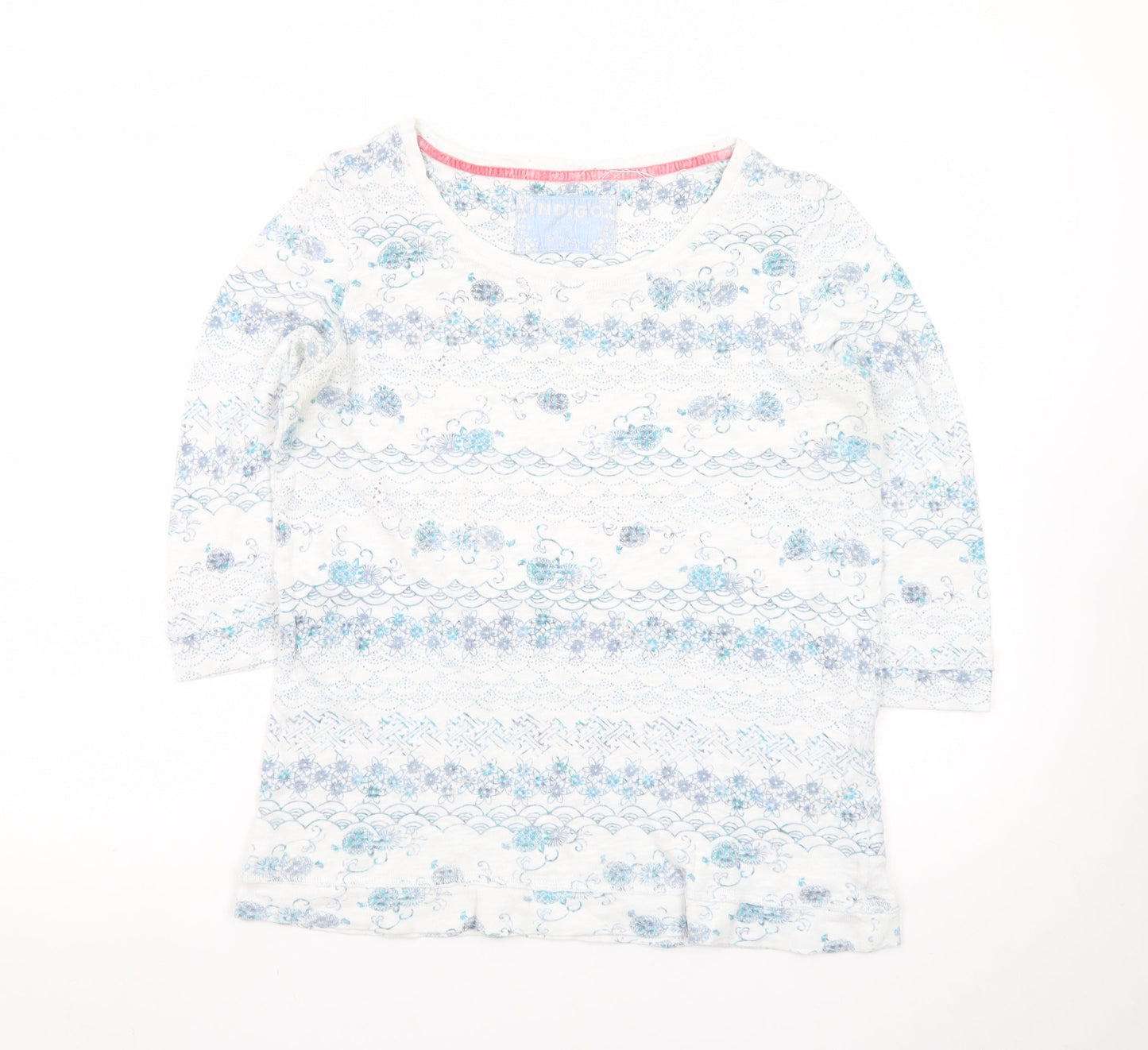 Marks and Spencer Women’s White Floral 3/4 Sleeve Cotton Jersey Top Size 14