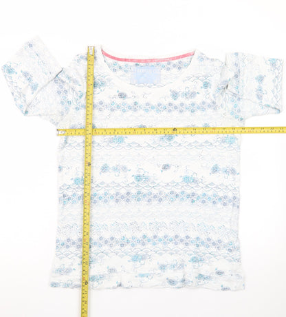 Marks and Spencer Women’s White Floral 3/4 Sleeve Cotton Jersey Top Size 14