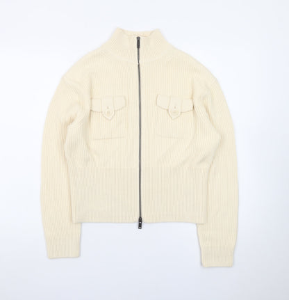 Marks and Spencer Women’s Ivory Full Zip Mock Neck Jumper Size S