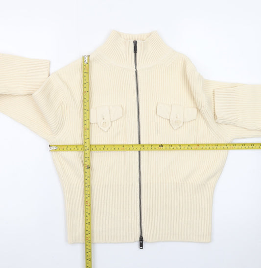 Marks and Spencer Women’s Ivory Full Zip Mock Neck Jumper Size S