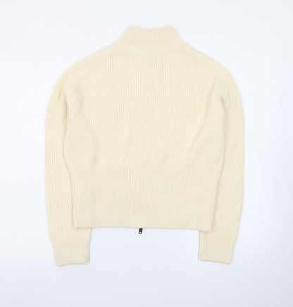 Marks and Spencer Women’s Ivory Full Zip Mock Neck Jumper Size S