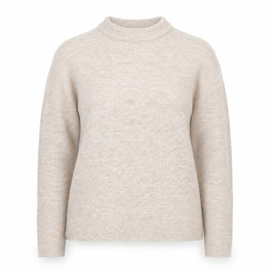 ONLY Women's Beige Cotton Blend Mock Neck Jumper Size S