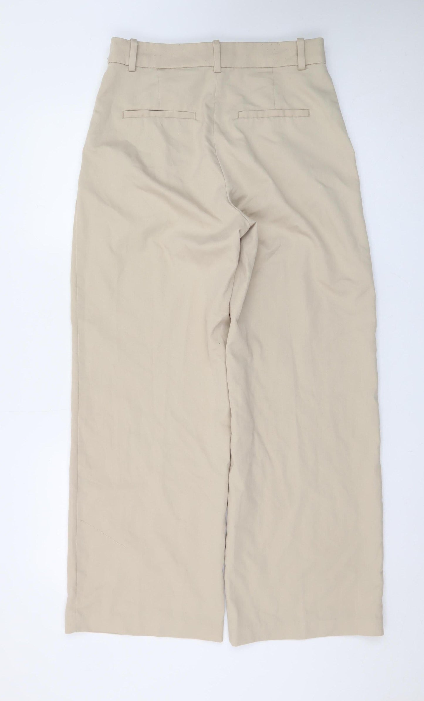 H&M Women Beige Wide-Leg Pleated Trousers Size 10