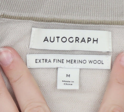 Marks and Spencer Autograph Beige Merino Wool Polo Shirt Mens M