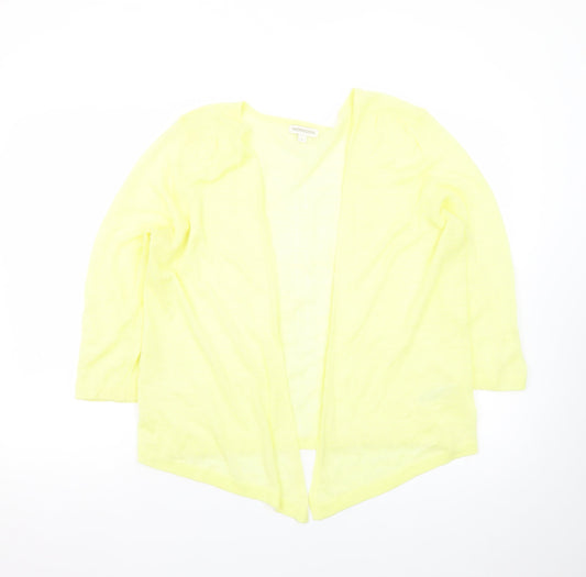 Monsoon Women Yellow Lightweight Knit Open Cardigan Size L