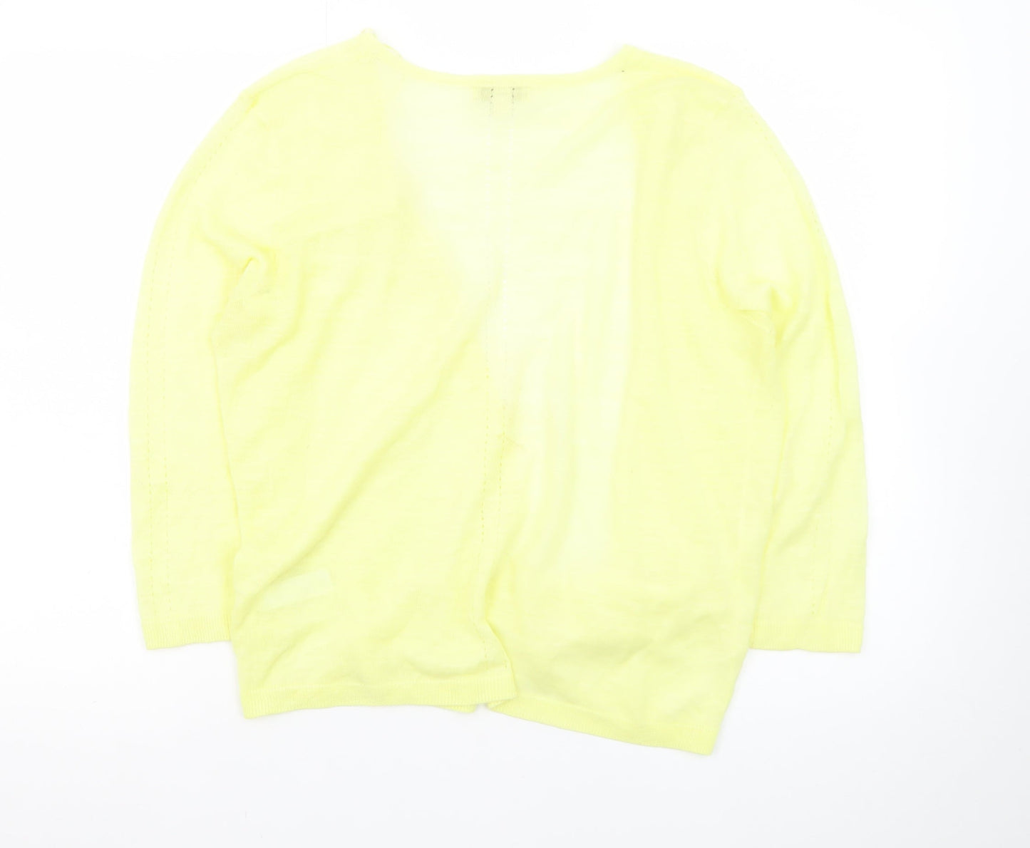Monsoon Women Yellow Lightweight Knit Open Cardigan Size L