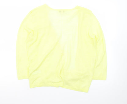 Monsoon Women Yellow Lightweight Knit Open Cardigan Size L