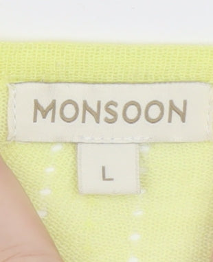 Monsoon Women Yellow Lightweight Knit Open Cardigan Size L