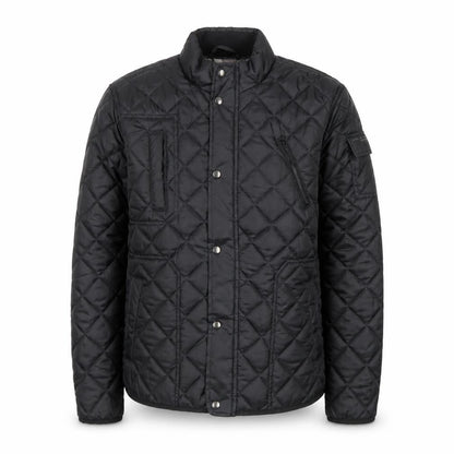 F&F Mens Black Quilted Polyester Jacket L Regular Fit Water Resistant