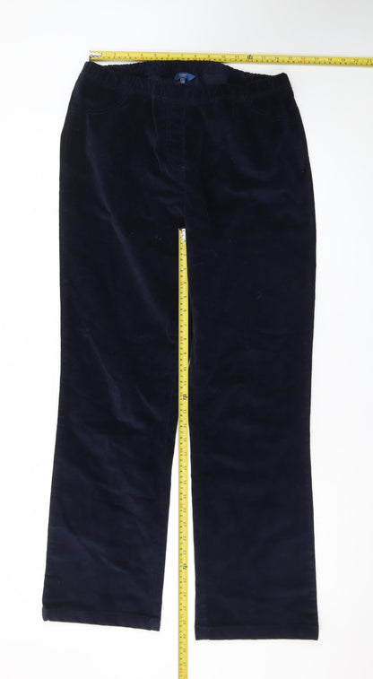 Cotton Traders Women’s Blue Velvet Stretch Trousers Size 16